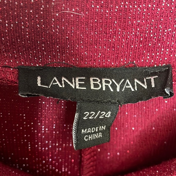 Lane Bryant Red/Burgundy Sparkle Mock Neck Top - Picture 7 of 8